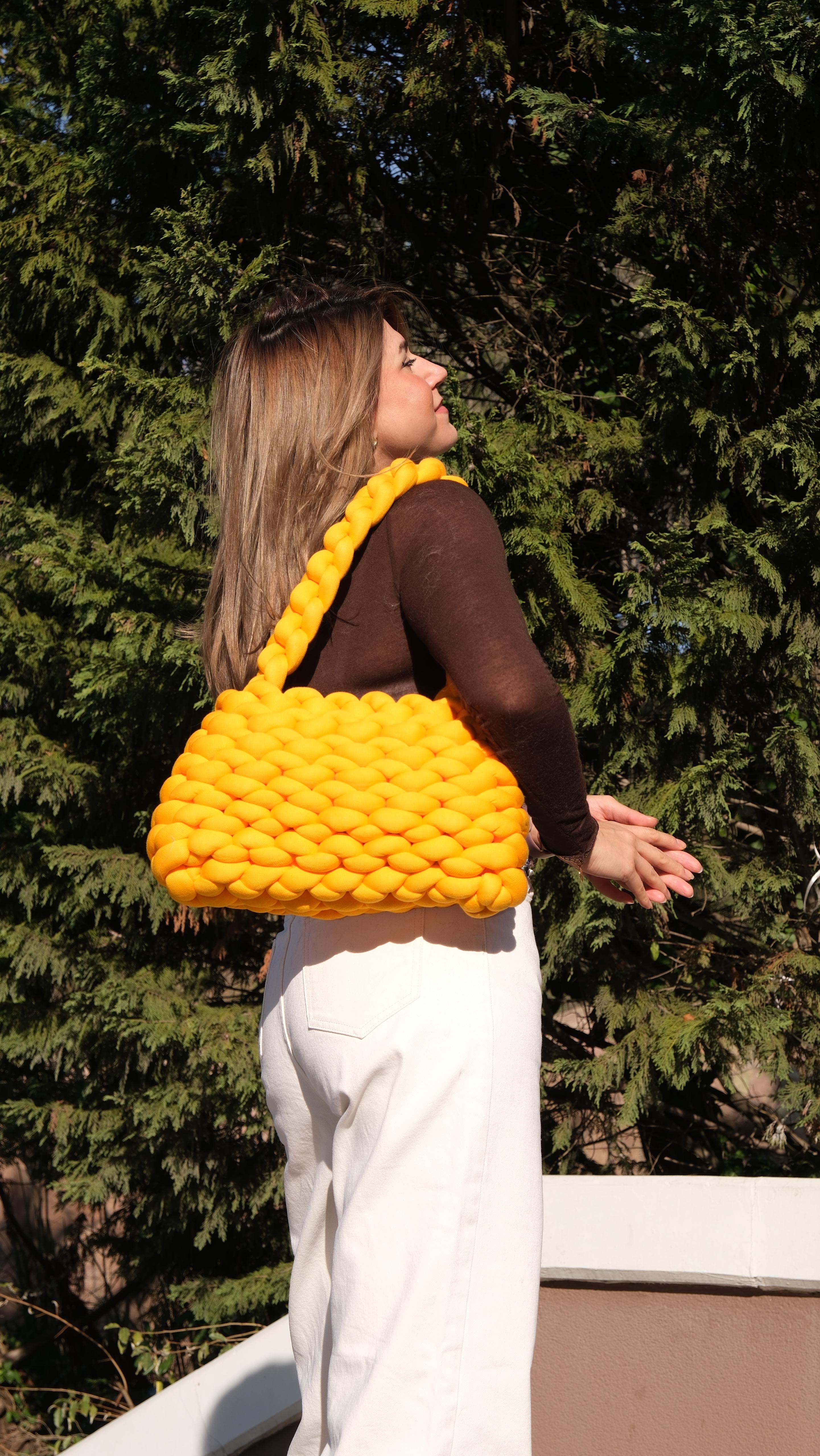 Marshmallow Mustard Yellow Shoulder Bag/Large